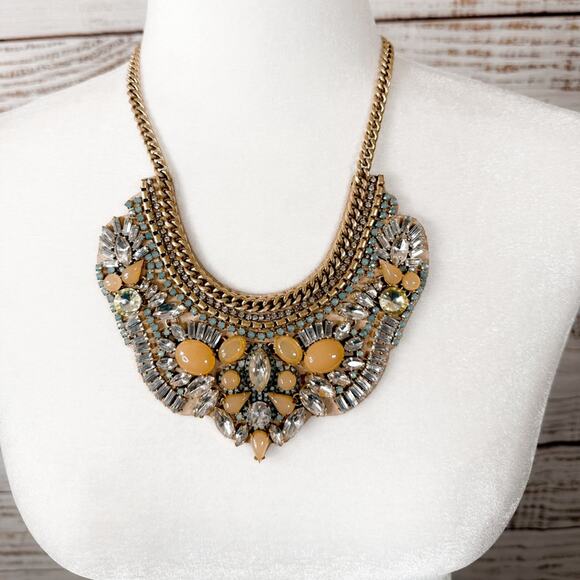 Stella & Dot Giverny Embroidered Bib Statement Necklace, EUC, MSRP $198 - Picture 4 of 9